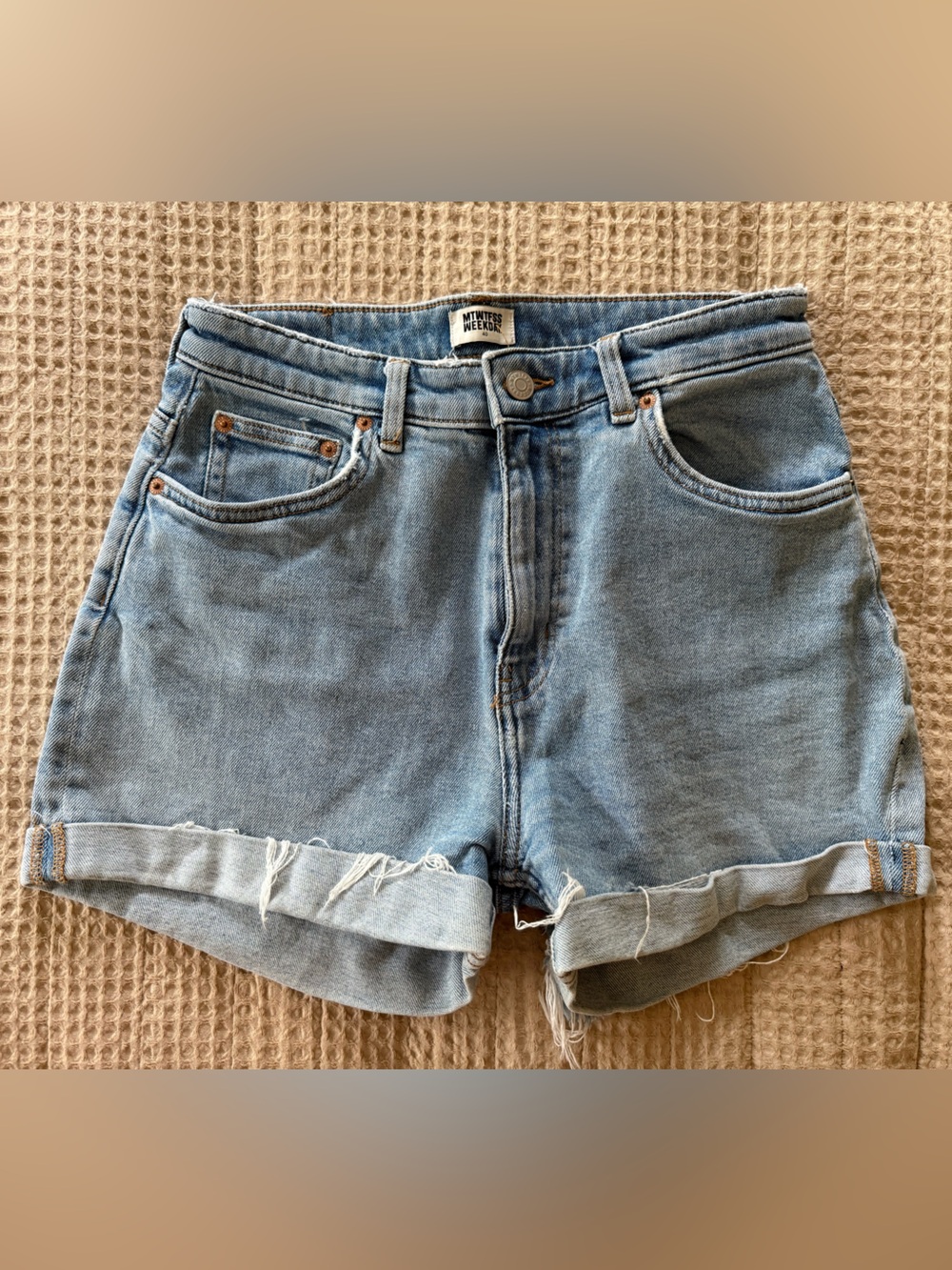 Light Blue High-Rise Denim Shorts